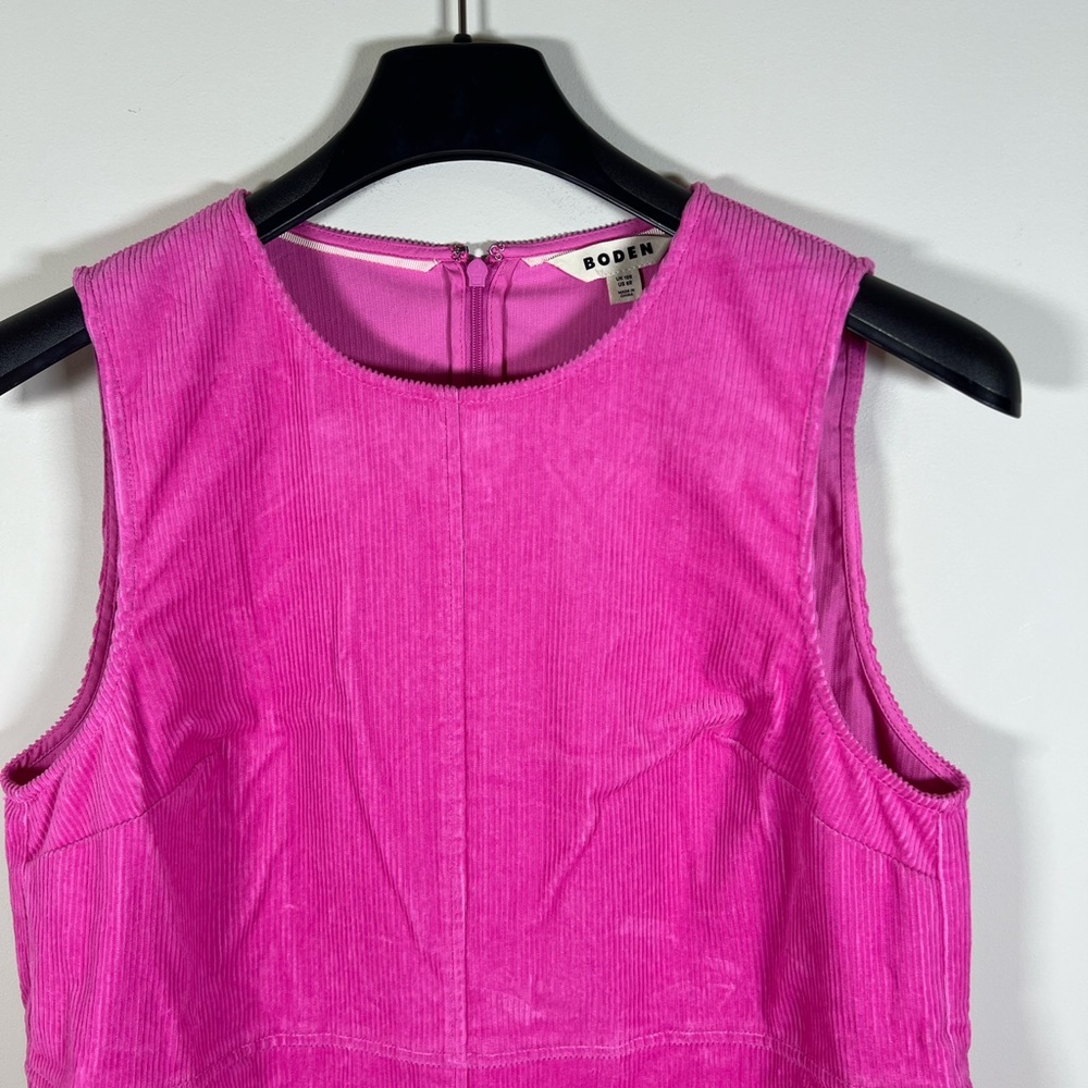 Boden Pia Cord Shift Vibrant Pink Dress Sz 8 Barbiecore Mini Sleeveless Textured - Picture 8 of 11